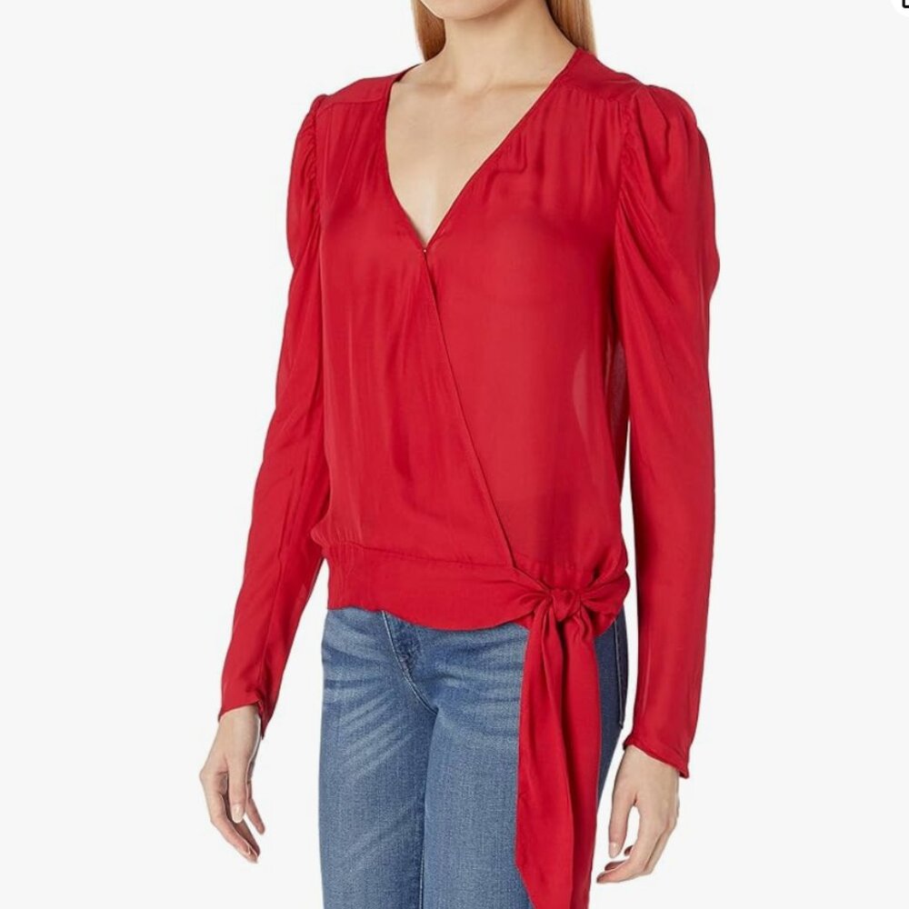 NWT Parker Blouse red long sleeve silk blend
